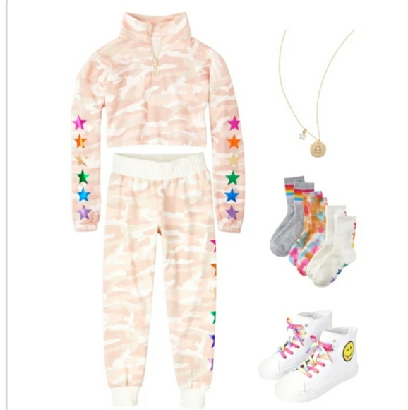SUGAR & JADE STAR 🌟 CAMO ZIP & COZY JOGGER PANT (SET) SZ XL 16/18 (SOFT ROSE) - Picture 2 of 10